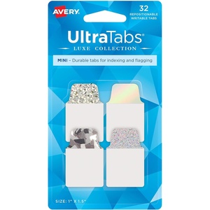 image:imageAvery Ultra Tabs Luxe Collection 1 x 15 Mini Tabs Holographic Iridescent Designs Repositionable 32 Total 74178