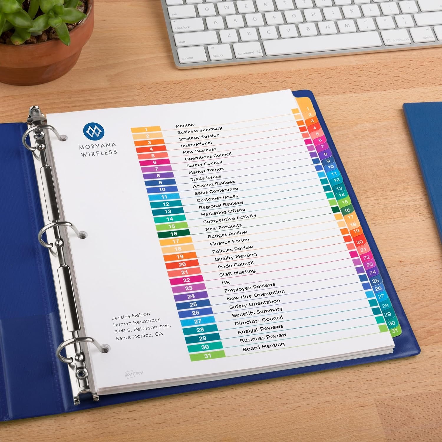image:imageAvery 131 Dividers for 3 Ring Binders 31 Tabs per Set Customizable Table of Contents Multicolor Tabs Great for Organizing Reports Projects and More 12 Sets of 11129Divider