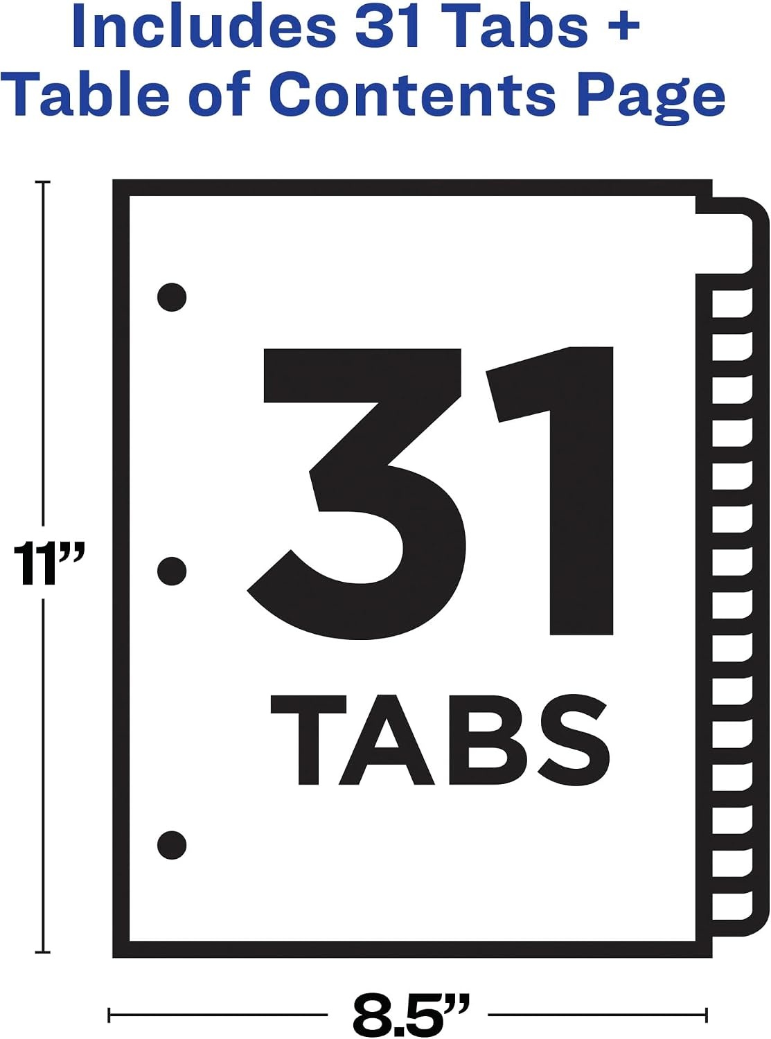 image:imageAvery 131 Dividers for 3 Ring Binders 31 Tabs per Set Customizable Table of Contents Multicolor Tabs Great for Organizing Reports Projects and More 12 Sets of 11129Divider