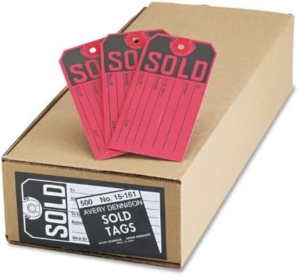 image:imageAvery 15161 Sold Tags Paper 4 34 x 2 38 RedBlack Box of 500One Size