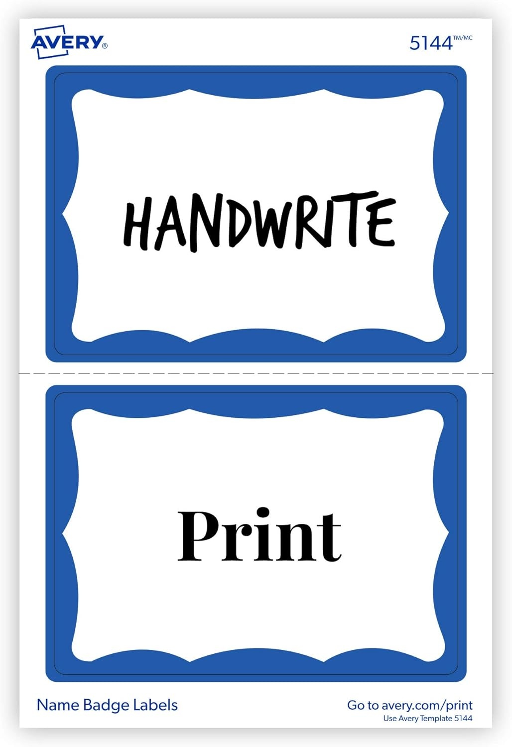 image:imageAvery Customizable Name Tags 213 x 338 White with Blue Border 6 Packs of 100 600 Removable Name Badges Total 44144Blue Border