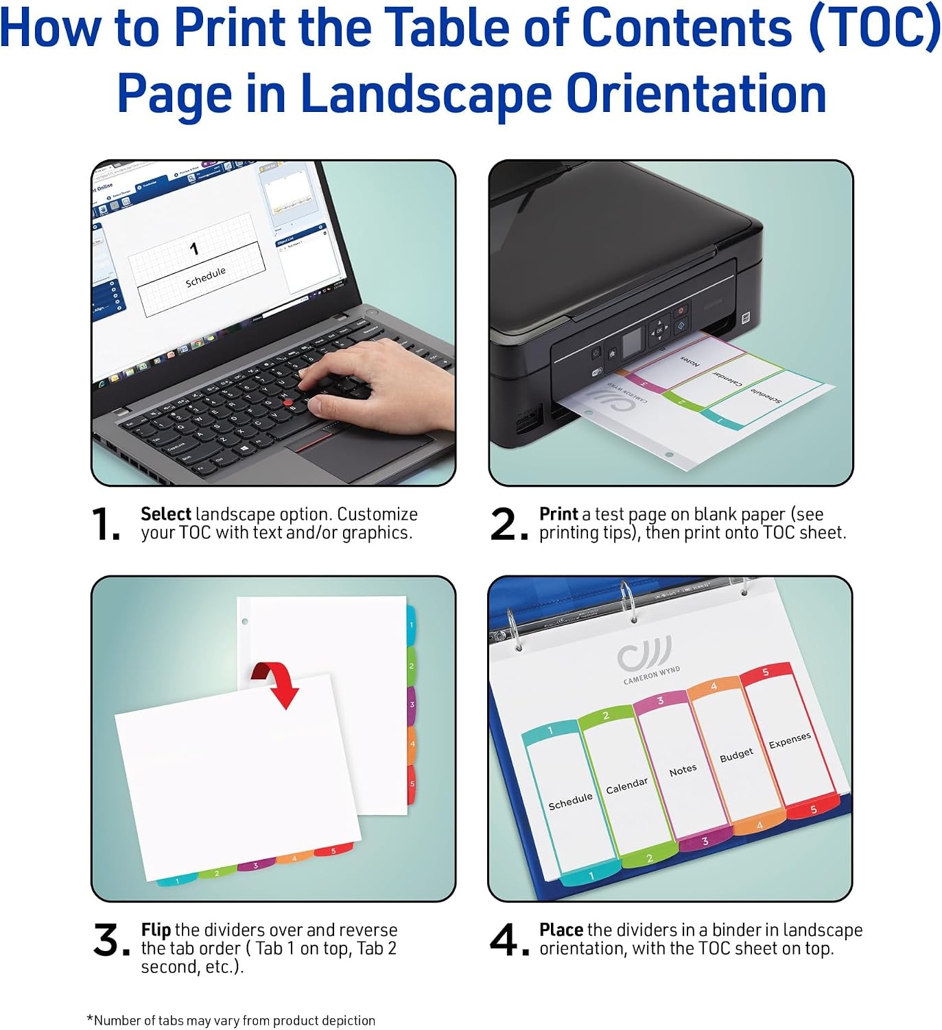 image:imageAvery Dividers for 3 Ring Binders 12 Tabs per Set Customizable Table of Contents Multicolor Arched Tabs Great for Organizing Reports Projects and More 24 Sets of 118431 Set