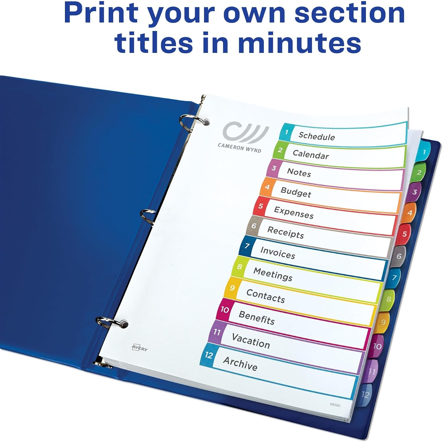 image:imageAvery Dividers for 3 Ring Binders 12 Tabs per Set Customizable Table of Contents Multicolor Arched Tabs Great for Organizing Reports Projects and More 24 Sets of 118431 Set