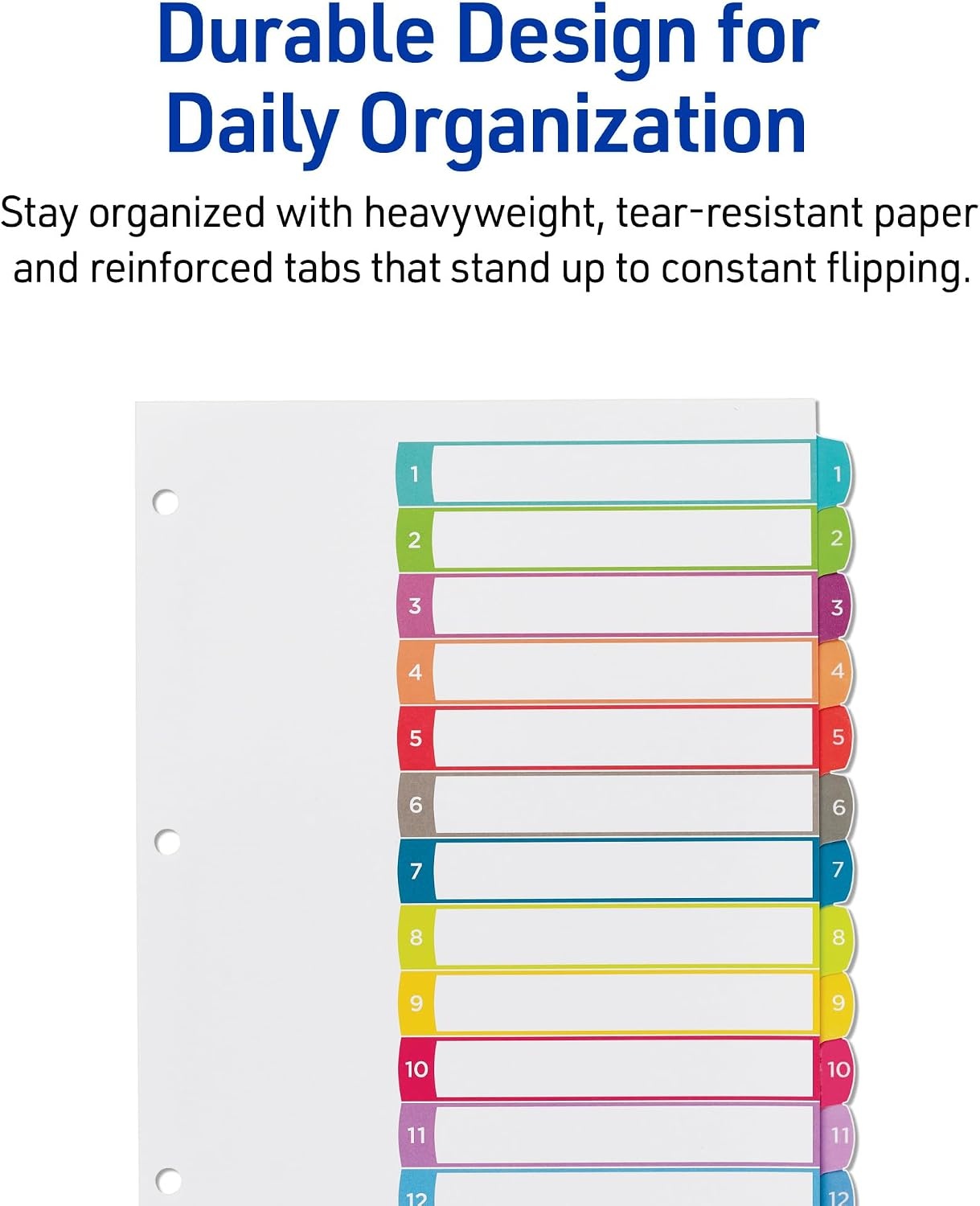 image:imageAvery Dividers for 3 Ring Binders 12 Tabs per Set Customizable Table of Contents Multicolor Arched Tabs Great for Organizing Reports Projects and More 24 Sets of 118431 Set