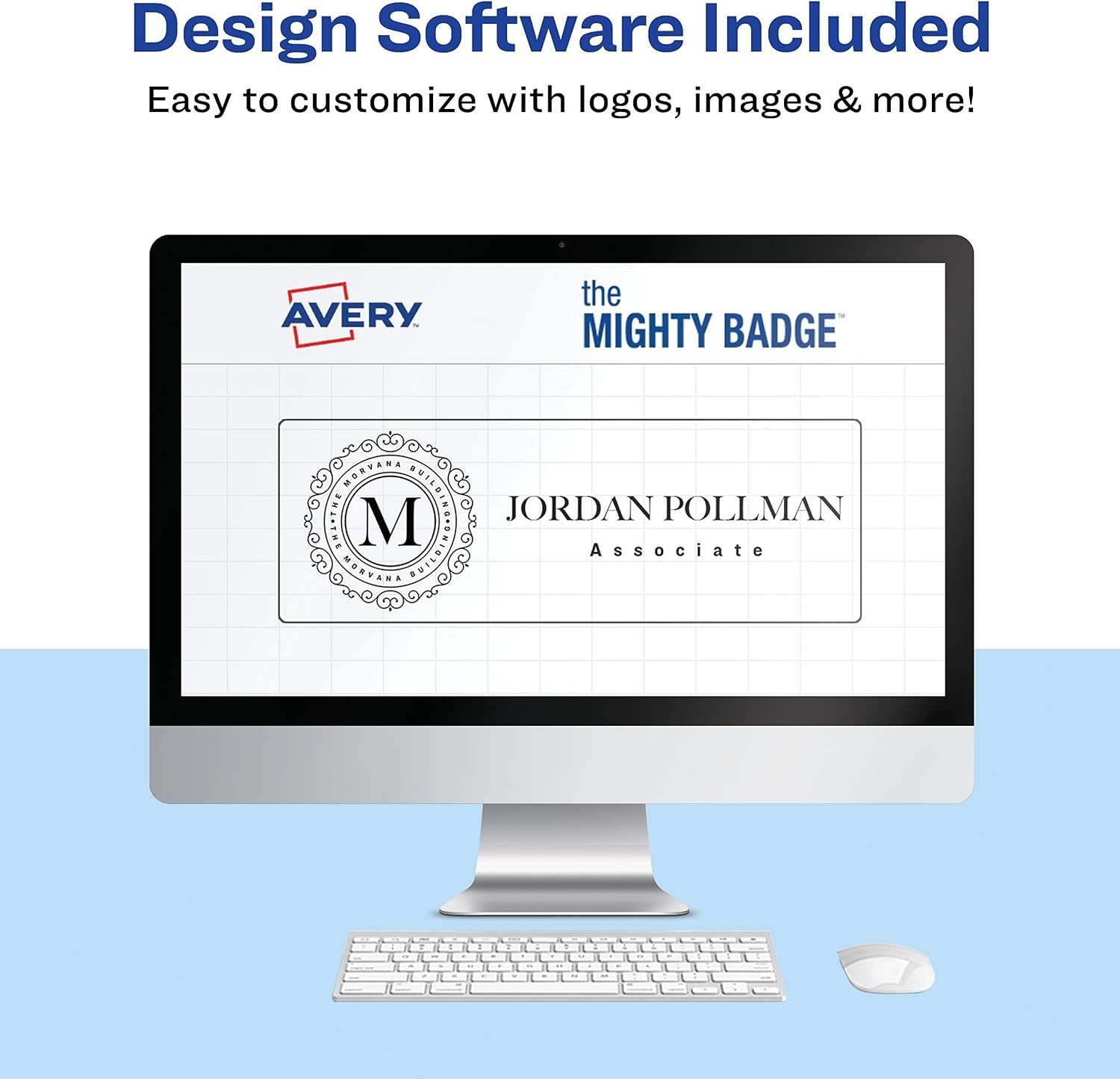 image:imageThe Mighty Badge by Avery 1 x 3 Silver Name Tags 4 ID Badges 32 Inserts for Laser Printers 712004 Badges