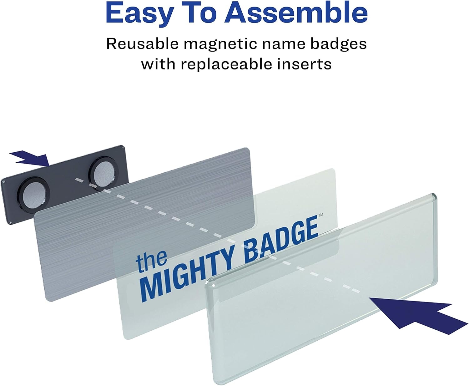 image:imageThe Mighty Badge by Avery 1 x 3 Silver Name Tags 4 ID Badges 32 Inserts for Laser Printers 712004 Badges
