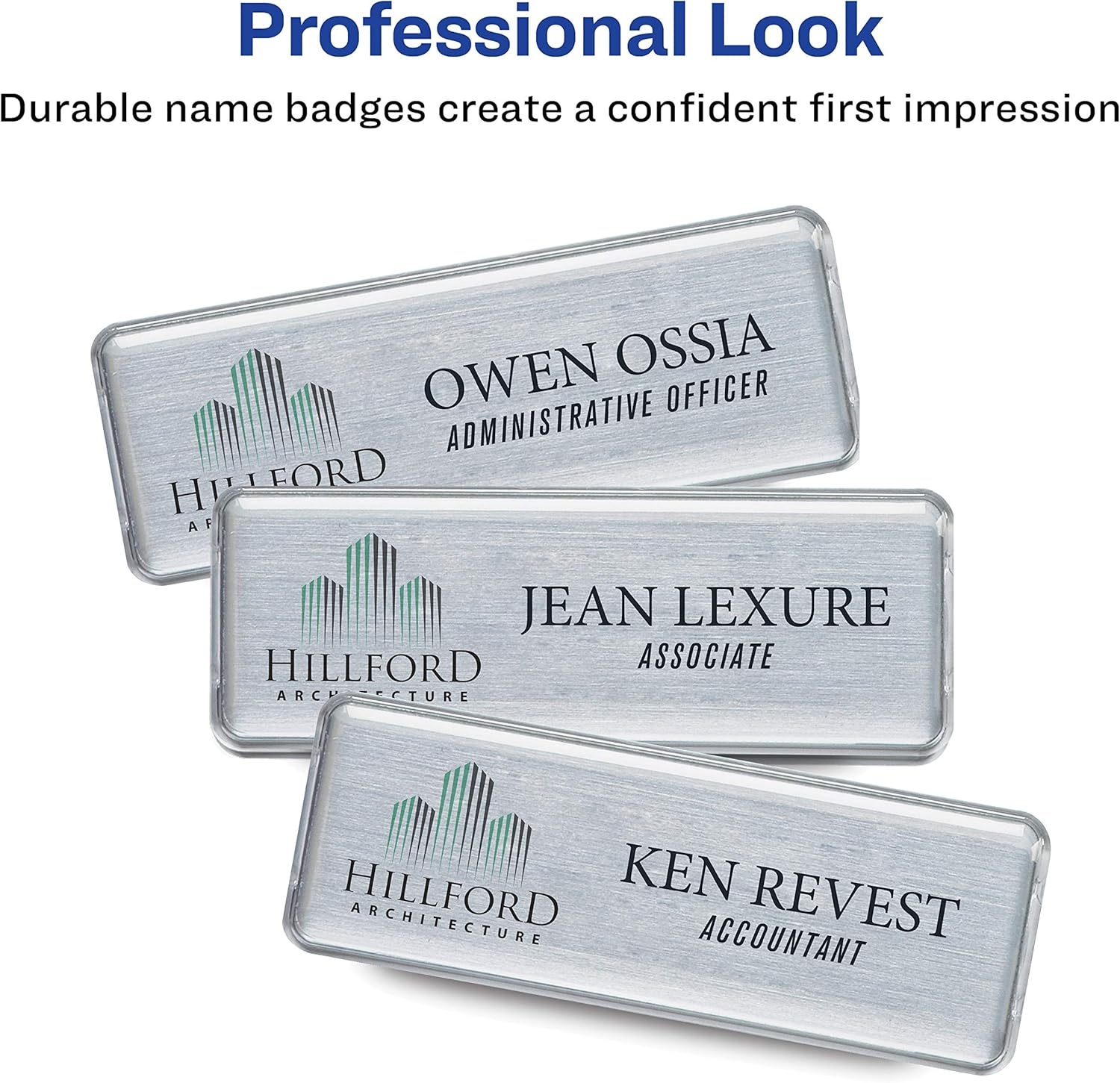 image:imageThe Mighty Badge by Avery 1 x 3 Silver Name Tags 4 ID Badges 32 Inserts for Laser Printers 712004 Badges