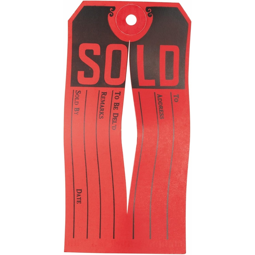 image:imageAvery 15161 Sold Tags Paper 4 34 x 2 38 RedBlack Box of 500One Size