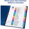 image:imageAvery 131 Dividers for 3 Ring Binders 31 Tabs per Set Customizable Table of Contents Multicolor Tabs Great for Organizing Reports Projects and More 12 Sets of 11129Divider