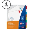 image:imageAvery Big Tab ExtraWide Insertable Clear Tab Dividers for 3 Ring Binders 8Tab Set White 6 Sets 11254Multicolor