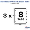 image:imageAvery Big Tab Write amp Erase Durable Plastic Dividers for 3 Ring Binders 8Tab Sets Bright Multicolor 24 Sets 192 Divider Tabs 161303 Sets