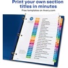 image:imageAvery EcoFriendly Ready Index AZ Dividers for 3 Ring Binders 26Tab Sets Multicolor 2 Binder Divider Sets 01739