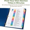 image:imageAvery EcoFriendly Recycled AZ Dividers for 3 Ring Binders 26 Tabs per Set Customizable Table of Contents Multicolor Tabs Great for Organizing Reports Projects and More 11085