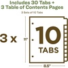image:imageAvery EcoFriendly Recycled Dividers for 3 Ring Binders 10 Tabs per Set Customizable Table of Contents Multicolor Tabs Great for Organizing Reports Projects and More 3 Sets of 11082
