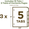 image:imageAvery EcoFriendly Recycled Dividers for 3 Ring Binders 5 Tabs per Set Customizable Table of Contents Multicolor Tabs Great for Organizing Reports Projects and More 3 Sets of 11080