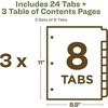 image:imageAvery EcoFriendly Recycled Dividers for 3 Ring Binders 8 Tabs per Set Customizable Table of Contents Multicolor Tabs Great for Organizing Reports Projects and More 3 Sets of 11081