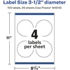 image:imageAvery Glossy Clear Round Labels Sure Feed Technology 35 Diameter 40 Glossy Clear Labels PrinttoTheEdge LaserInkjet Printable100 labels