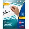 image:imageAvery Print amp Apply Clear Label Unpunched Dividers Index Maker Easy Apply Printable Label Strip 5 White Tabs 25 Sets Case Pack of 6 1143325 Sets
