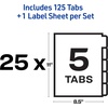 image:imageAvery Print amp Apply Clear Label Unpunched Dividers Index Maker Easy Apply Printable Label Strip 5 White Tabs 25 Sets Case Pack of 6 1143325 Sets
