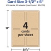 image:imageAvery Printable Rectangle Postcards 35 x 5 Kraft Brown Cardstock PrintToTheEdge LaserInkjet Cards 200 Total100 cards