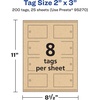 image:imageAvery Printable Rectangle Printable Tags Sure Feed Technology 2 x 3 Kraft Brown Cardstock PrinttotheEdge LaserInkjet Tags 200 Total200 tags