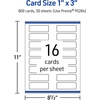 image:imageAvery Printable Rectangle Rounded Corner Mini Business Cards Sure Feed Technology 1 x 3 Matte White Cardstock PrintToTheEdge LaserInkjet Printable 400 Total800 cards