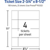 image:imageAvery Printable Rectangle Tickets 234 x 812 Glossy White Cardstock LaserInkjet Printable 100 Total100 cards