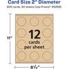 image:imageAvery Printable Round Cards Sure Feed Technology 2 Diameter Matte White Cardstock PrinttotheEdge LaserInkjet Cards 300 TotalKraft Brown