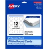 image:imageAvery Printable Round Cards Sure Feed Technology 2 Diameter Matte White Cardstock PrinttotheEdge LaserInkjet Cards 300 TotalMate White