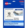 image:imageAvery Printable Square Cards Sure Feed Technology 2 x 2 Matte White Cardstock PrinttotheEdge LaserInkjet Cards 120 TotalIvory