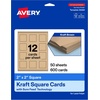 image:imageAvery Printable Square Cards Sure Feed Technology 2 x 2 Matte White Cardstock PrinttotheEdge LaserInkjet Cards 120 TotalKraft Brown