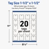 image:imageAvery Printable Square Tags Sure Feed Technology 15 x 15 Textured Matte White PrinttoTheEdge Capability Laser amp Inkjet Compatible 200 Total500 Tags