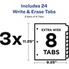 image:imageAvery Write amp Erase Pocket Plastic Dividers for 3 Ring Binders 8 Tab Sets Multicolor Works with Sheet Protectors 3 Sets 3170124 Sets