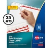 image:imageAvery 5007278211447 Print amp Apply Clear Label Dividers Index Maker Easy Apply Printable Label Strip 8 White Tabs 25 Sets Case Pack of 6
