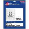 image:imageAvery Matte White Rectangle Labels 1 x 258 Labels 1200 Total LaserInket Printable Great for Addressing Product Merchandising Food amp Beverage and More0