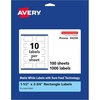 image:imageAvery Matte White Rectangle Labels Sure Feed Technology 15 x 275 250 Matte White Printable Labels1 000 Labels