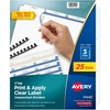 image:imageAvery Print amp Apply Clear Label Unpunched Dividers Index Maker Easy Apply Printable Label Strip 5 White Tabs 25 Sets Case Pack of 6 1143325 Sets