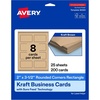 image:imageAvery Printable Rectangle Rounded Corner Business Cards Sure Feed Technology 2 x 312 Kraft Brown Cardstock PrintToTheEdge LaserInkjet Printable 80 Total200 cards