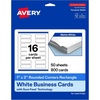 image:imageAvery Printable Rectangle Rounded Corner Mini Business Cards Sure Feed Technology 1 x 3 Matte White Cardstock PrintToTheEdge LaserInkjet Printable 400 Total800 cards