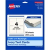 image:imageAvery Printable Rectangle Tent Cards with Sure Feed Technology 216 x 4 Matte Ivory Cardstock PrinttotheEdge LaserInkjet 200 Total Great for Table Talkers Promotional Signs and More200 cards