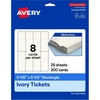 image:imageAvery Printable Rectangle Tickets 218 x 512 Matte Ivory Cardstock LaserInkjet Printable 200 Total200 cards