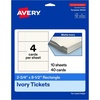 image:imageAvery Printable Rectangle Tickets 234 x 812 Matte Ivory Cardstock LaserInkjet Printable 200 Total40 cards