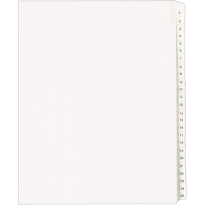 image:imageAvery 125 Legal Exhibit Dividers for 3 Ring Binders 25Tab Sets Allstate Style 1 Binder Divider Set 0170125 Tabs per Set