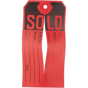 image:imageAvery 15161 Sold Tags Paper 4 34 x 2 38 RedBlack Box of 500One Size