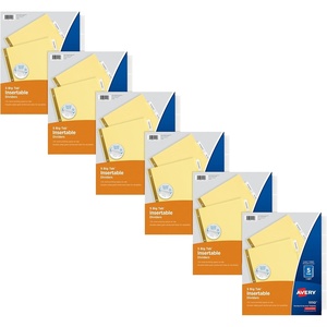 image:imageAvery Big Tab Insertable Dividers for 3 Ring Binders 5Tab Sets Buff Paper Clear Tabs 6 Binder Divider Sets 26177