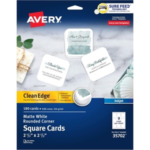 image:imageAvery Clean Edge Printable Business Cards Sure Feed Technology 2 x 35 Glossy White 200 Blank Cards for Inkjet Printers 8859180 cards