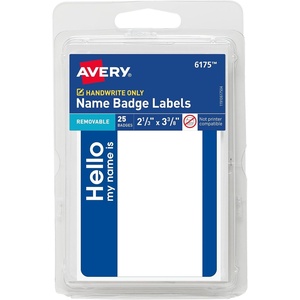 image:imageAvery Customizable Name Tags Hello My Name is 213 x 338 White Blue Border Removable Adhesive NonPrintable 25 Total 617525 Count Pack of 1