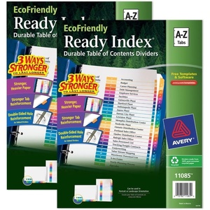 image:imageAvery EcoFriendly Ready Index AZ Dividers for 3 Ring Binders 26Tab Sets Multicolor 2 Binder Divider Sets 01739