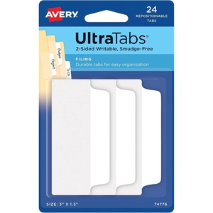 image:imageAvery Filing Ultra Tabs 3 x 15 2Side Writable RedBlueGreen 24 Repositionable File Tabs 74775White