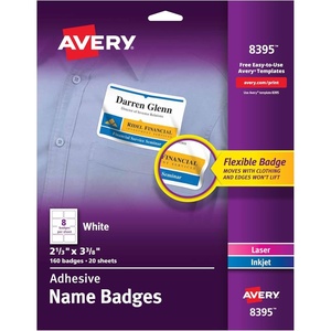 image:imageAvery Flexible Printable Name Badges 213 x 338 Rectangle Labels White 5 Packs 800 Removable Name Tag Stickers Total 8395213 x 338